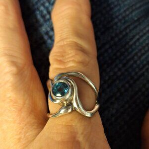 Woman's Blue Topaz Sterling Silver Ring